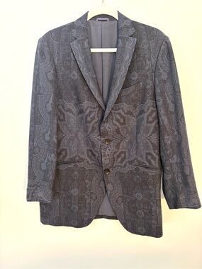 Etro Navy Paisley Sport Coat EUC size 50